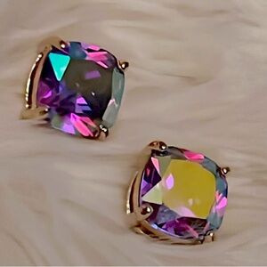 Large Origami Owl Silver & Swarvorski Paradise Shine Clara Stud Earrings NWOT